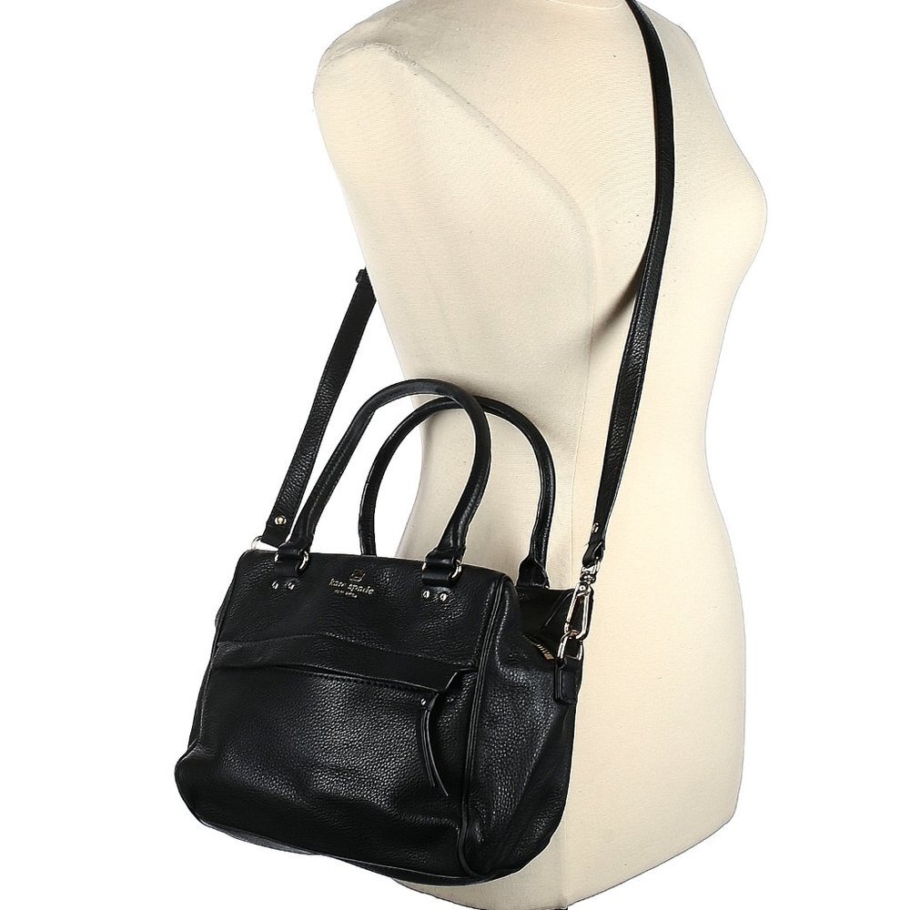 Kate Spade New York Grant Park Shelby Black Pebbled Leather Crossbody Satchel - Picture 3 of 4